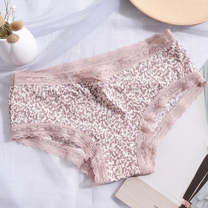 [Giá sỉ] Quần Lót Nữ Su Lạnh Hoạ Tiết Da Beo, Da Báo Phối Viền Ren Cao Cấp 2559