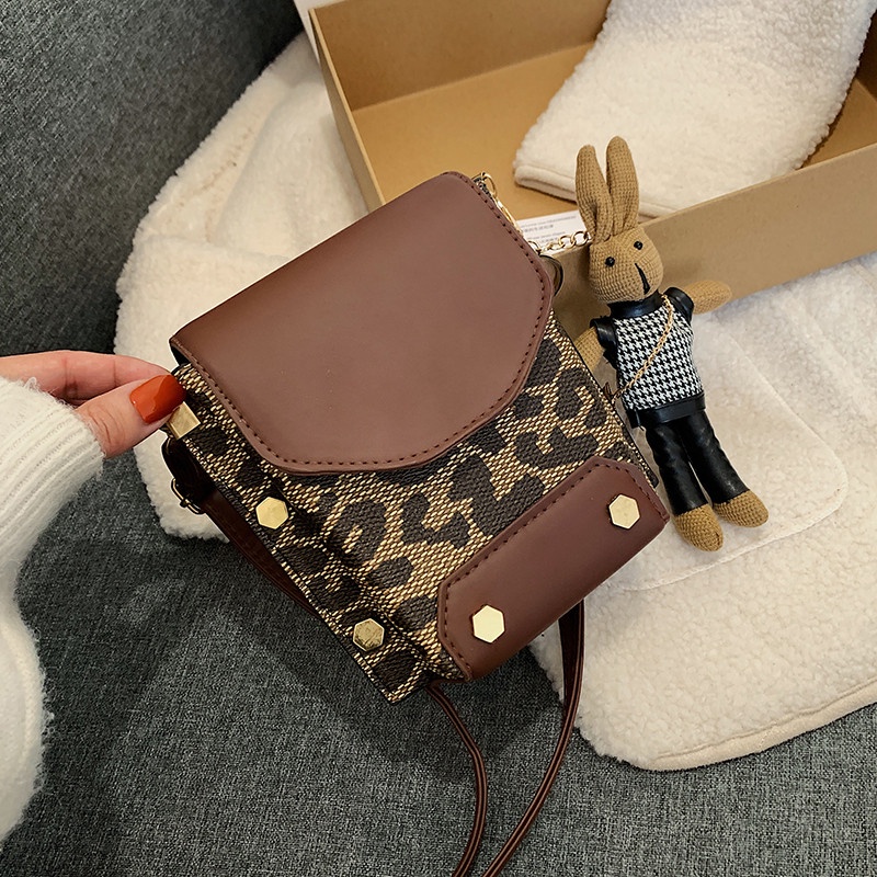 Túi đeo chéo mini dáng hộp họa tiết da rắn cao cấp ST09