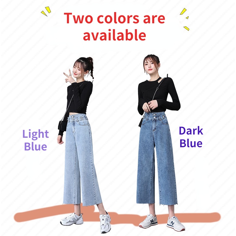 AMOI Quần Jean Ống Rộng Lưng Cao Tôn Dáng Hợp Thời Trang 2022