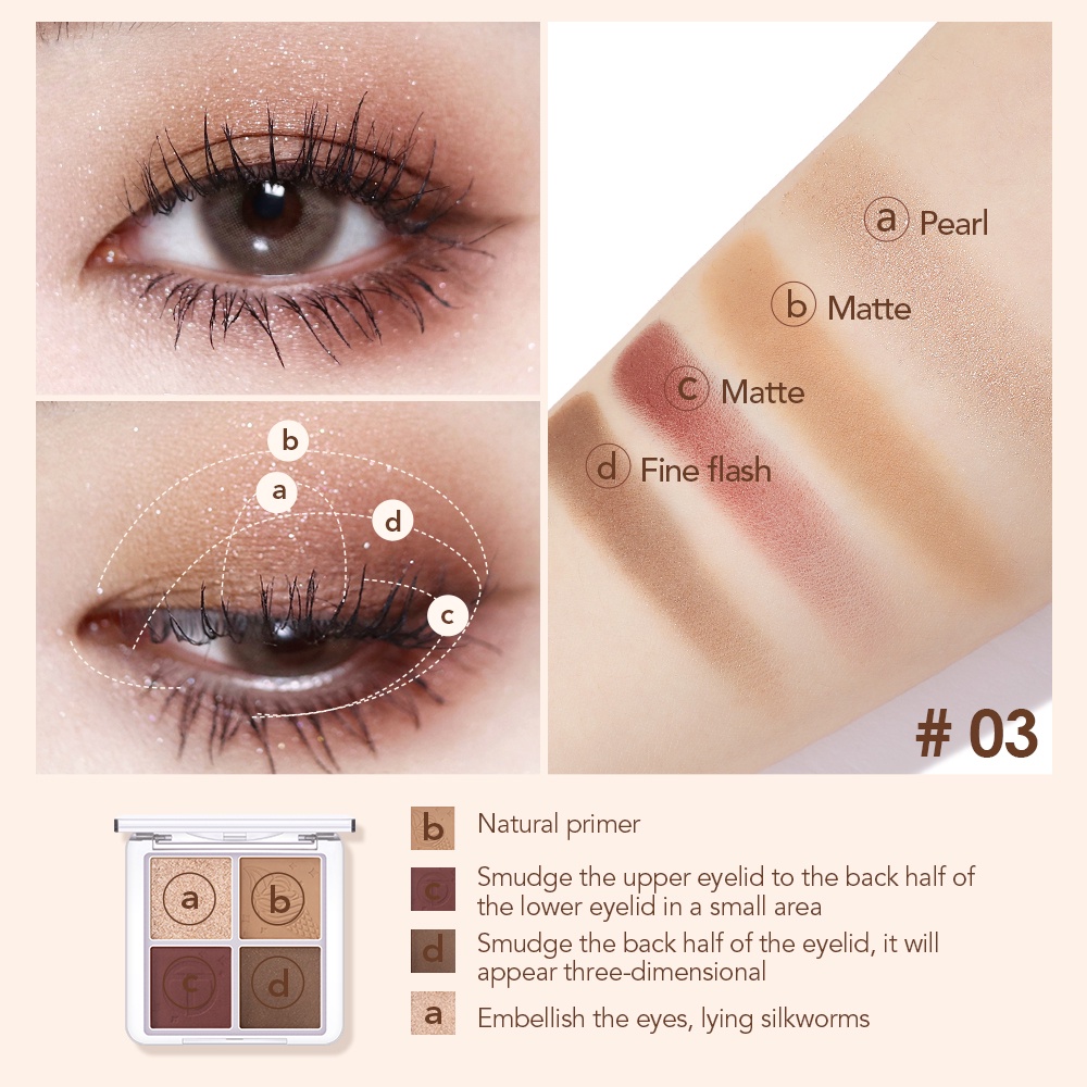 Bảng phấn mắt O.Two.O 70g 4 màu lì và ánh ngọc trai chống nước lâu trôi | BigBuy360 - bigbuy360.vn