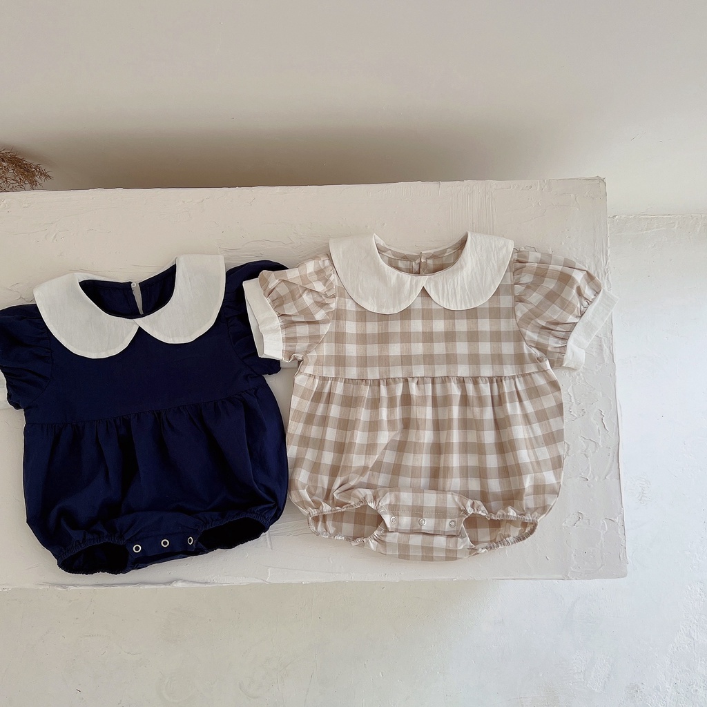 Jumpsuit Tay Ngắn Cổ Búp Bê Cho Bé Gái