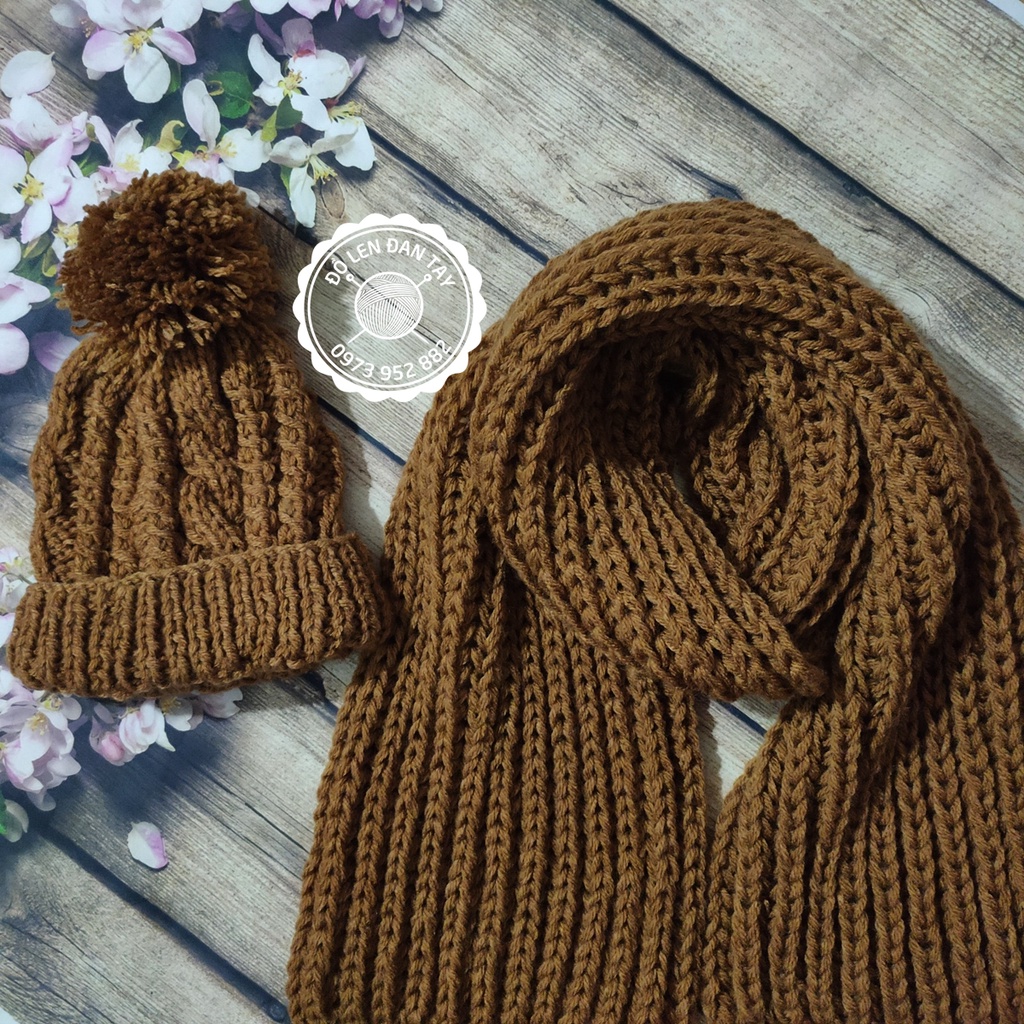Bộ khăn mũ len đan tay - Sản phẩm handmade cẩn thận từng mũi - Quà tặng thủ công ý nghĩa