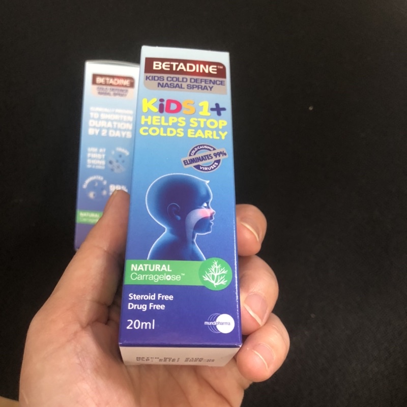 Betadine cold defense nasal spray 20ml xịt mũi cho trẻ em trên 2 tuổi và người lớn giúp bảo vệ mũi, ngăn ngừa cảm cúm
