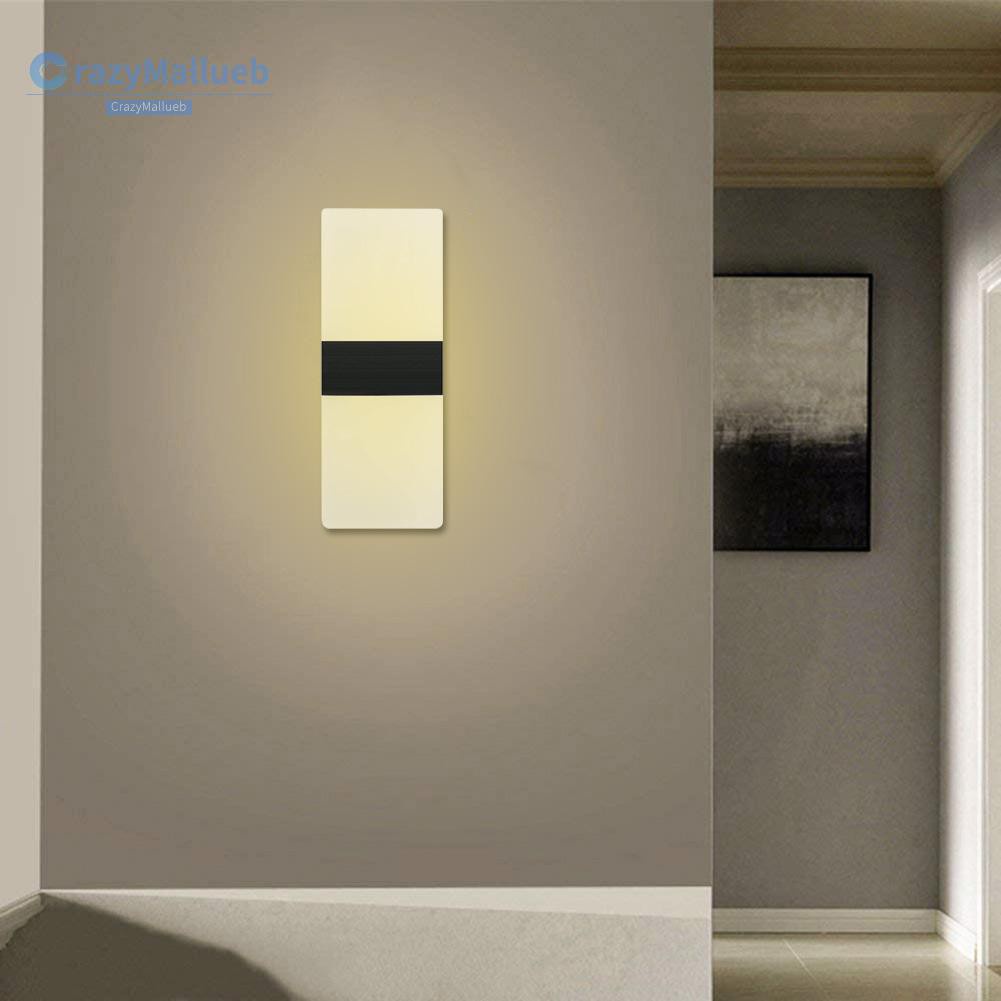 Crazymallueb❤Acrylic Rectangular LED Wall Light Modern Bedside Lamp Bedroom Living Room Light❤Lighting