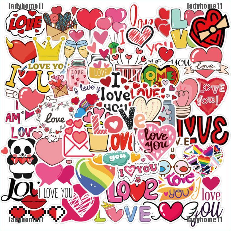 {ladyhome11}50pcs Cartoon Valentine’s Day Stickers For Laptop Phone Skateboard DIY Scrapbook