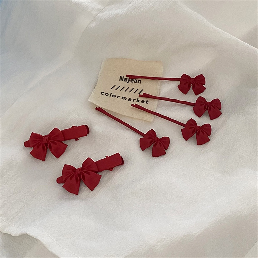 Set 2 Kẹp Tóc Hình Nơ Đỏ Ngọt Ngào Đáng Yêu Thời Trang Cho Nữ