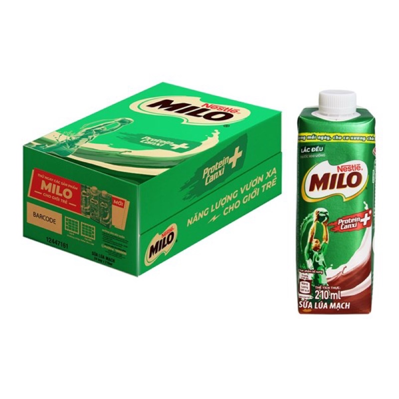 [ Mua nhiều hỗ trợ giảm giá] Sữa lúa mạch Milo nắp vặn hộp 210ml 2x Protein và canxi quét mã nhận quà
