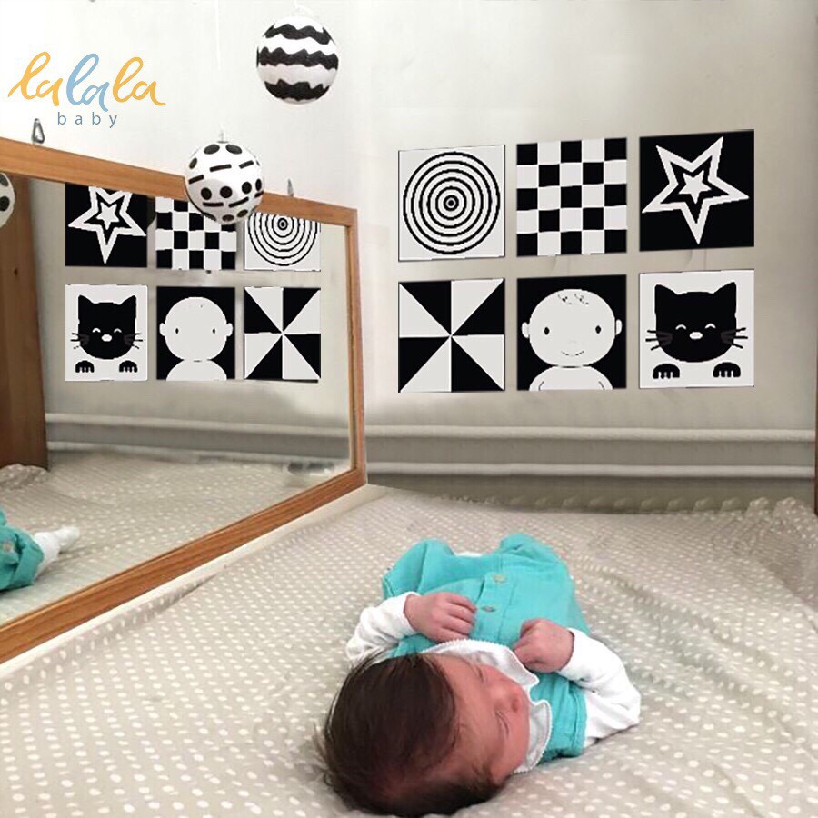 Bộ 6 thẻ decal dán tường KÍCH THÍCH THỊ GIÁC cho bé sơ sinh