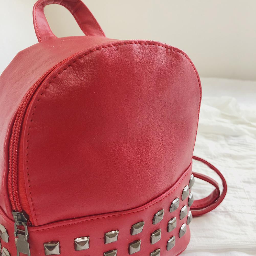 Girls Shoulder Schoolbags Fashion Rivet Backpack Women PU Leather