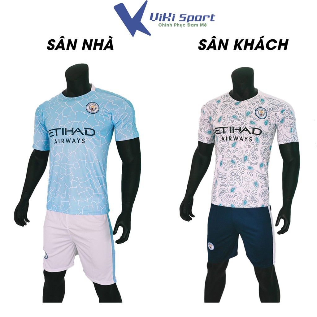 Bộ Quần Áo Đá Banh CLB Man City Sân Nhà Và Sân Khách Mùa 2020-2021 Hàng Thun Lạnh Việt Nam