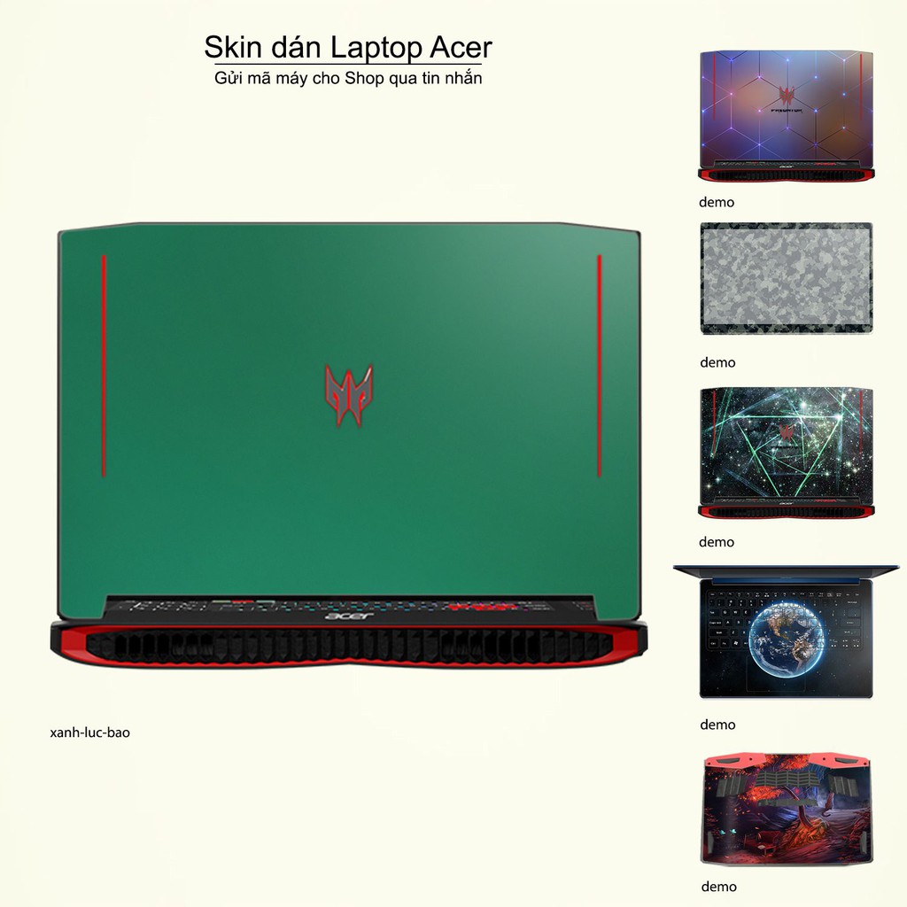 Skin dán Laptop Acer màu xanh lục bảo (inbox mã máy cho Shop)