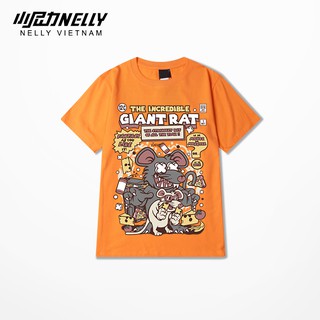 Áo thun unisex NELLY cotton dáng rộng tay lỡ giant rat