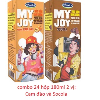 Combo 24 hộp Thức uống năng lượng Vinamilk My Joy Sôcôla/Cam đào 180ml