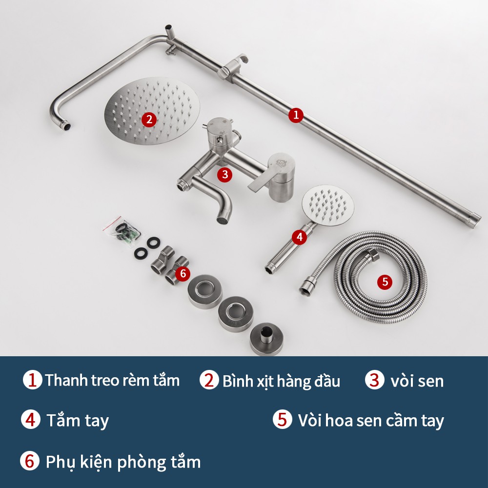 Bộ Sen Cây Tắm Đứng Nóng Lạnh INOX 304 U-HOME Sen bộ tắm đứng nóng lạnh ST60-308