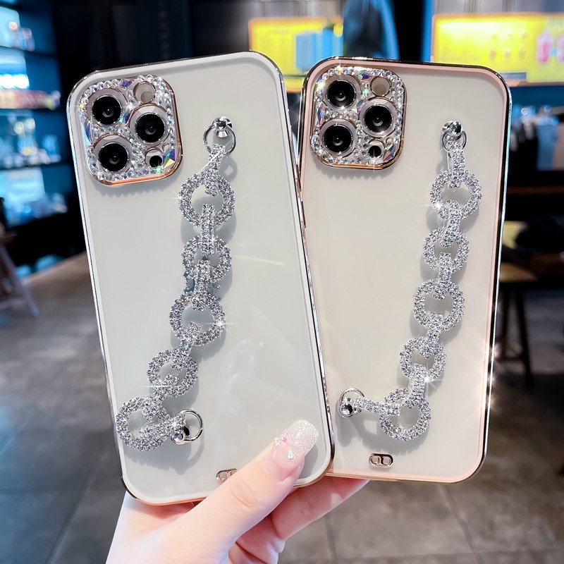 Ốp Điện Thoại Đính Kim Cương Giả Lấp Lánh Bảo Vệ camera Cho iphone 12 pro 14 13 12 11 pro max xr xs 8 plus