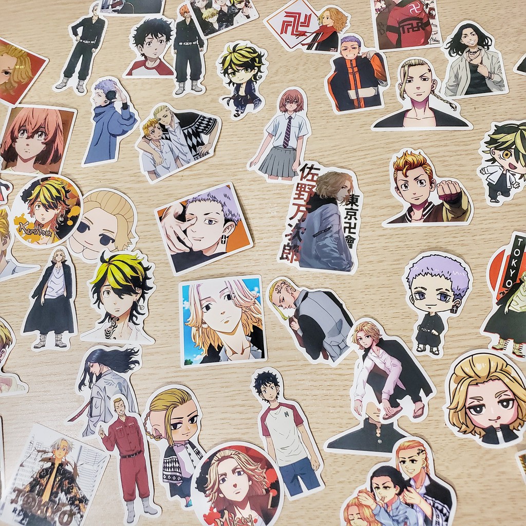 Sticker Anime Tokyo Revengers combo 50 cái chống nước dán laptop, vali, mũ bảo hiểm,... in hình anime chibi cute