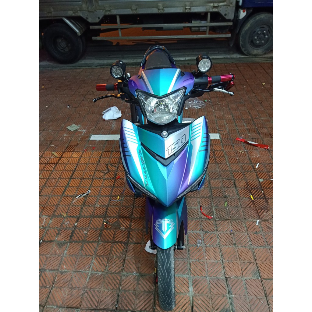 Tem trùm exciter 150 xanh tím đẹp, độ tem ex 150, team xe xanh tím