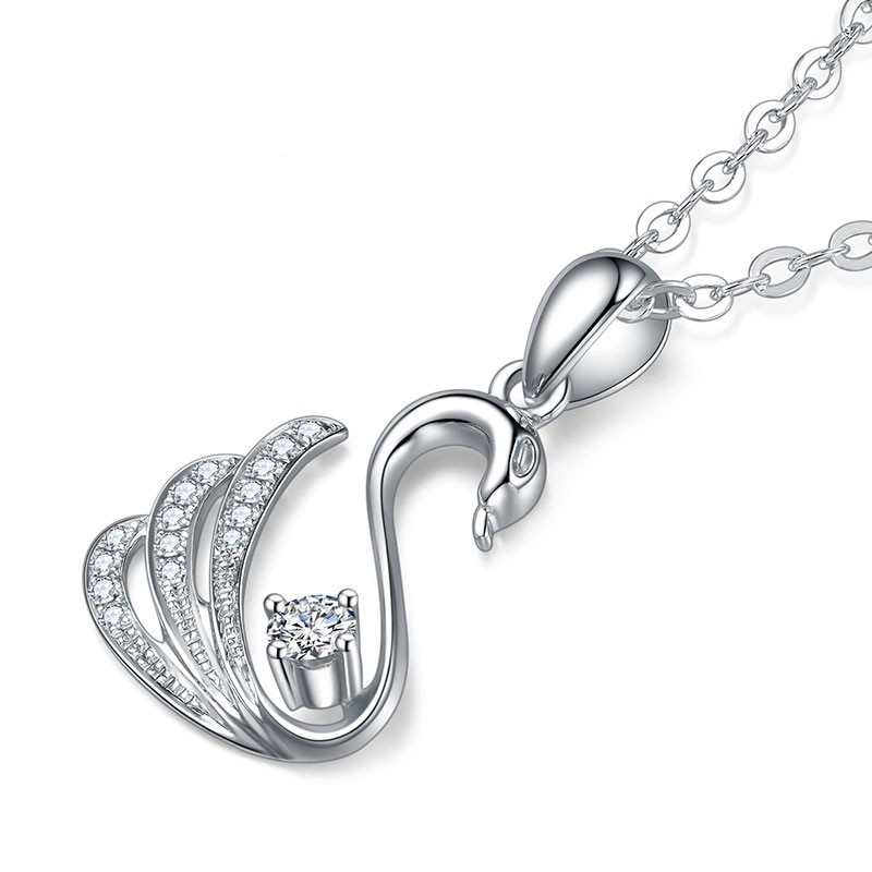 Dây chuyền mạ bạc 925 mặt hình chim thiên nga phong cách Hàn Quốc cho nữ