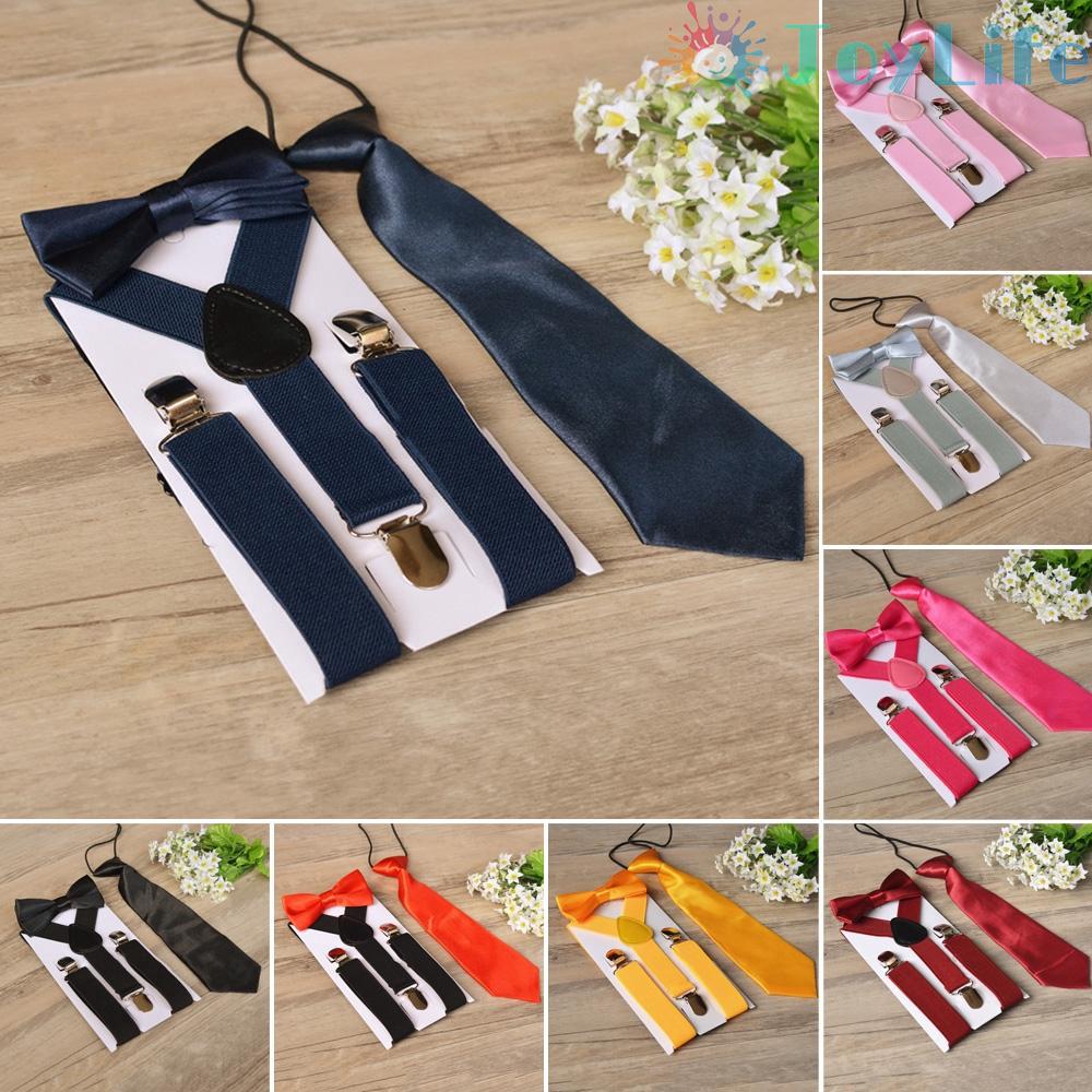 Set dây co giãn đeo quần + nơ + cà vạt dễ thương cho bé trai và bé gái