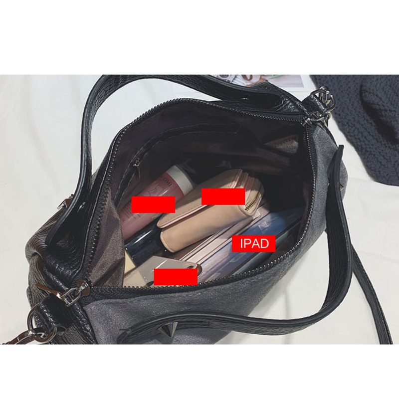 Túi đeo vai IELGY mờ đính đinh tán phong cách vintage thời trang