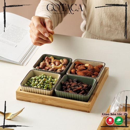 Khay gỗ tự nhiên hình chữ nhật, đựng đồ ăn, đĩa gỗ chụp ảnh decor kiểu Nhật