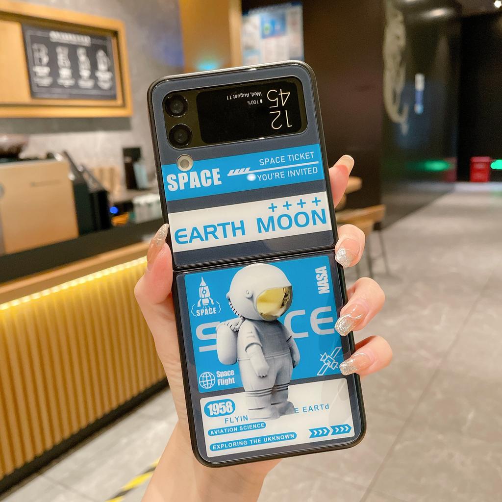 Ốp Điện Thoại Kính Cường Lực Hình NASA Cho Samsung Z Flip 3
