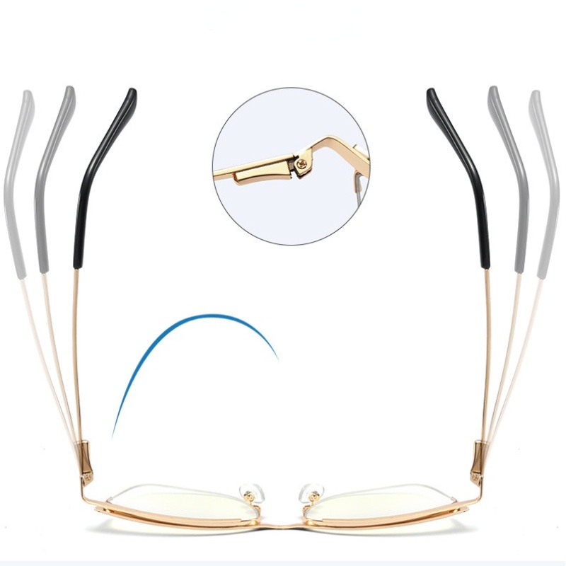 Mắt Kính Gọng Kim Loại Tròng Kính Chống Bức Xạ Thời Trang
