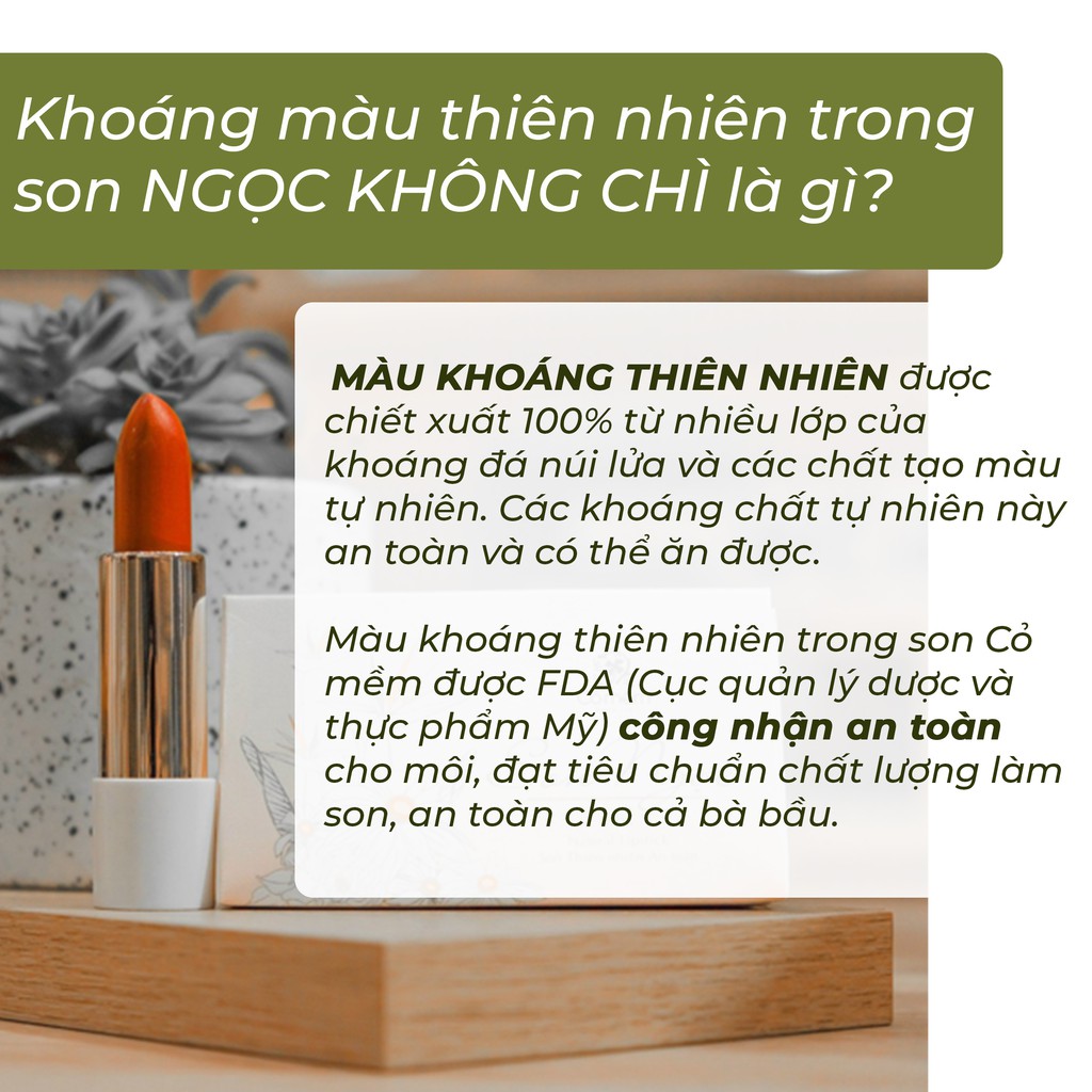 Son Không Chì Son Ngọc Thiên Nhiên, Son Tông Đất Trendy Cỏ Mềm 3,8g