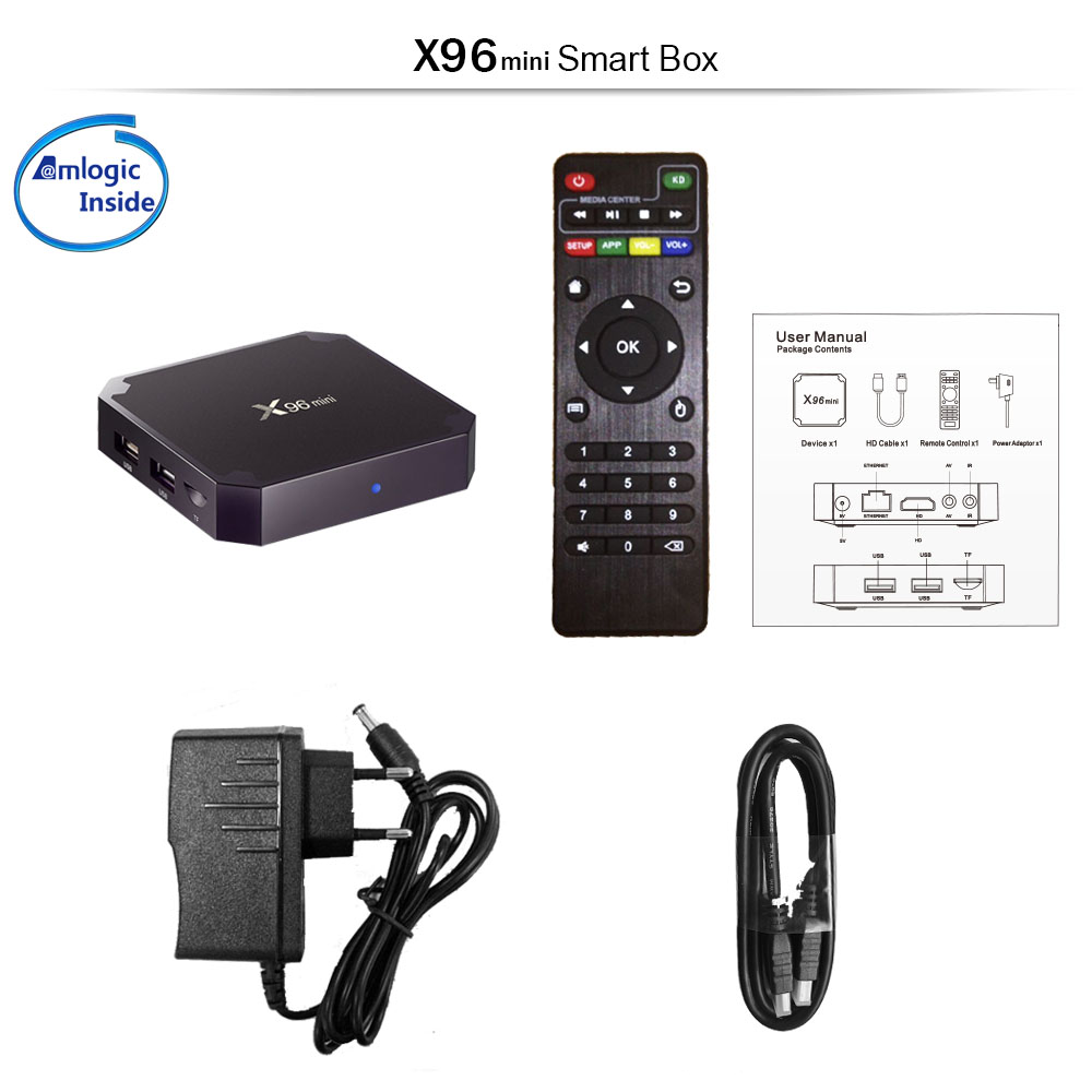 Bộ Tv Box Thông Minh X96 Mini Android 1g 8g . x96 mini. Lõi Tứ 2.4ghz Và Phụ Kiện