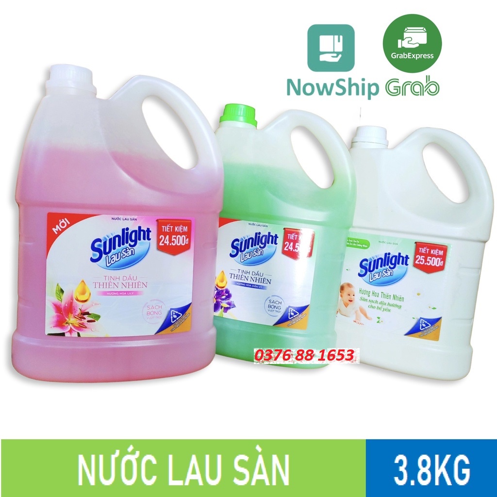 [Hoả Tốc] NƯỚC LAU SÀN SUNLIGHT 3.8kg 3.8 kg Hương Hoa Hạ Diên Vỹ Xanh, Lily Hồng, Thiên Nhiên 3.6kg 3.6 kg Trắng