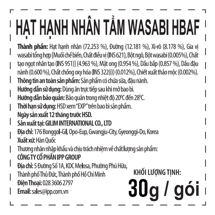 Hạnh nhân tẩm các vị HBAF - Gói 210g