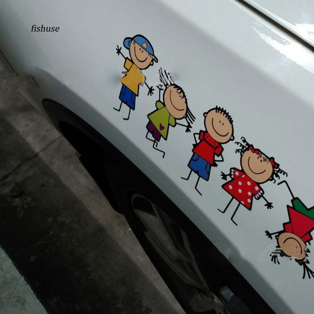 Decal dán trang trí hình bé trai và gái đáng yêu dành cho xe ô tô