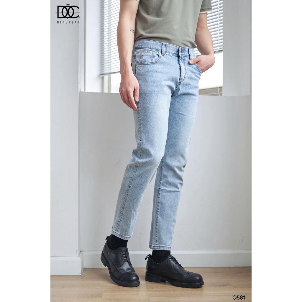 Quần Jean trơn nam cạp chun ẩn Độc Menswear ống đứng form regular  3 màu phong cách Hàn Quốc - Q581