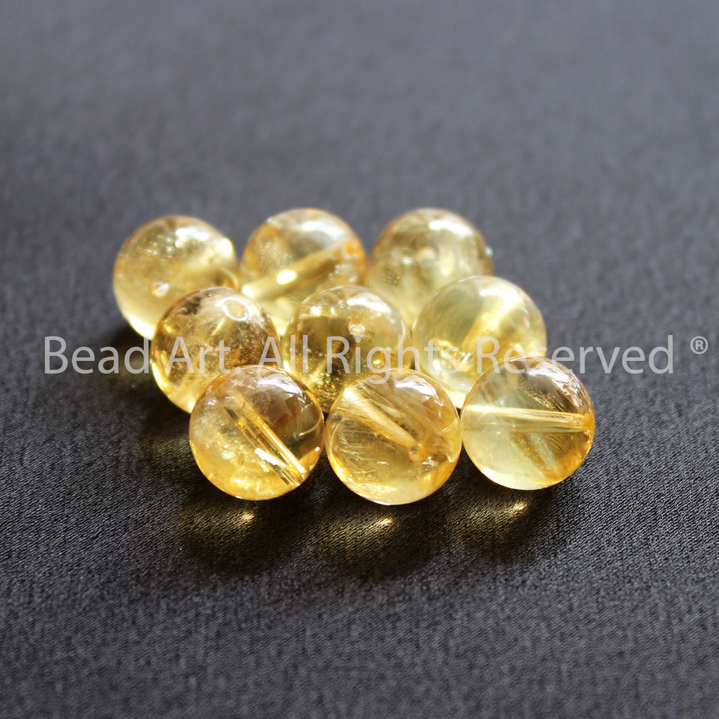 [1 Hạt] T.A Vàng (Citrine) 10mm Phối Trang Sức, Vòng Tay, Phong Thuỷ