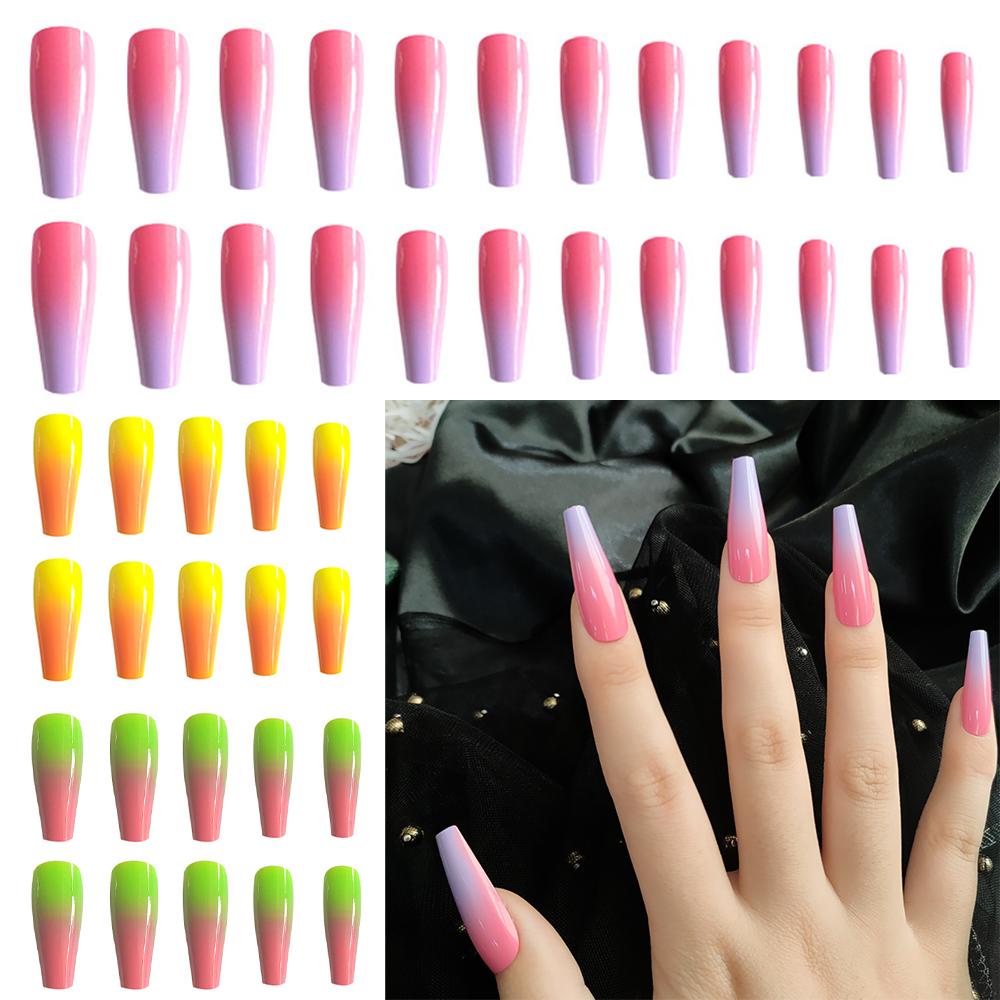 Bộ Móng Tay Giả Hình Cô Gái Múa Ba Lê Màu Gradient DIY