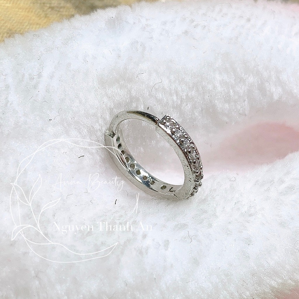 Khuyên tai vòng đính đá xinh JOLLY 1cm bằng thép y tế xỏ khuyên piercing