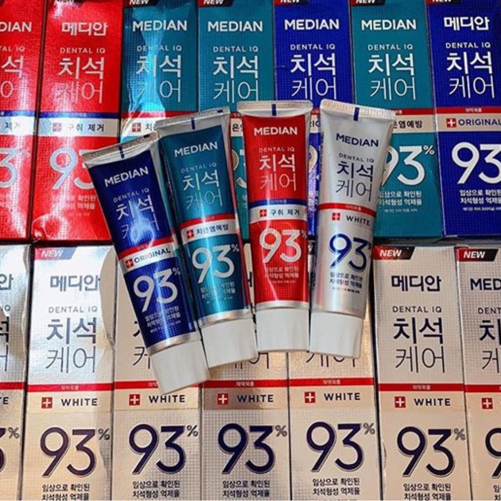 Kem Đánh Răng Hàn Quốc Median 93% 120g xanh dương  giúp làm sạch và giúp hơi thở thơm tho