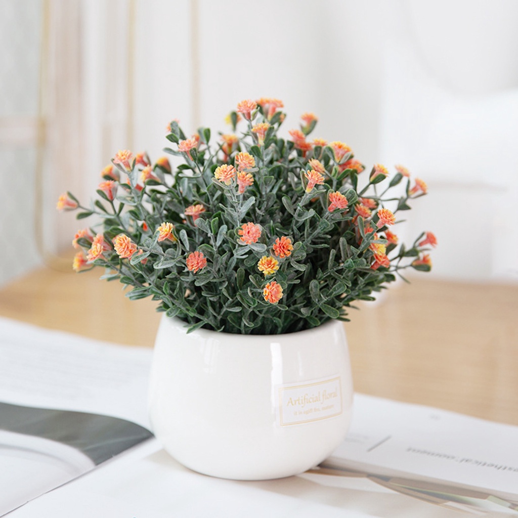 Chậu hoa cúc giả bằng nhựa thiết kế sống động trang trí cho ban công