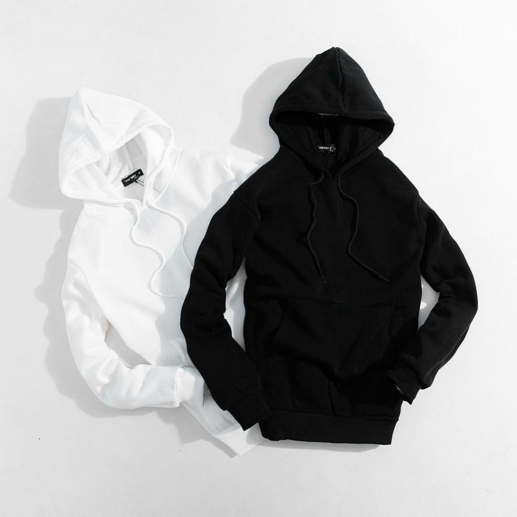 Áo Hoodie đôi nam nữ unisex form rộng trơn trắng đen có mũ đẹp chất nỉ phong cách trẻ trung Hàn Quốc