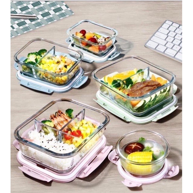 Hộp Đựng Cơm 3 Ngăn, Hộp Đựng Thức Ăn Thủy Tinh Cường Lực Chịu Nhiệt Tốt, An Toàn Cho Sức Khỏe, Mẫu Cao Cấp Giá Siêu Rẻ