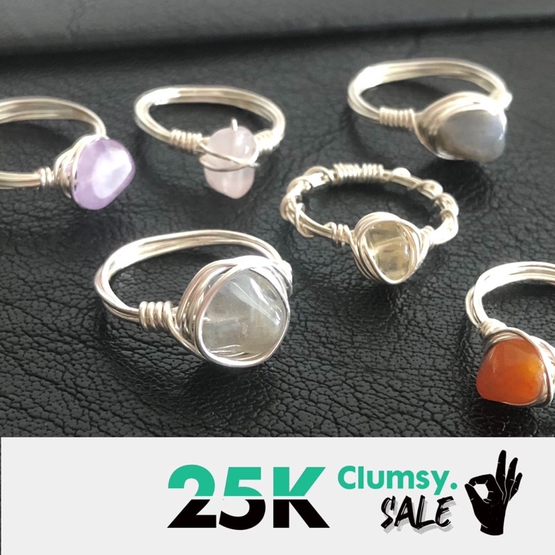 CLUMSY SALE 2 - Nhẫn đá handmade tự nhiên dây bạc