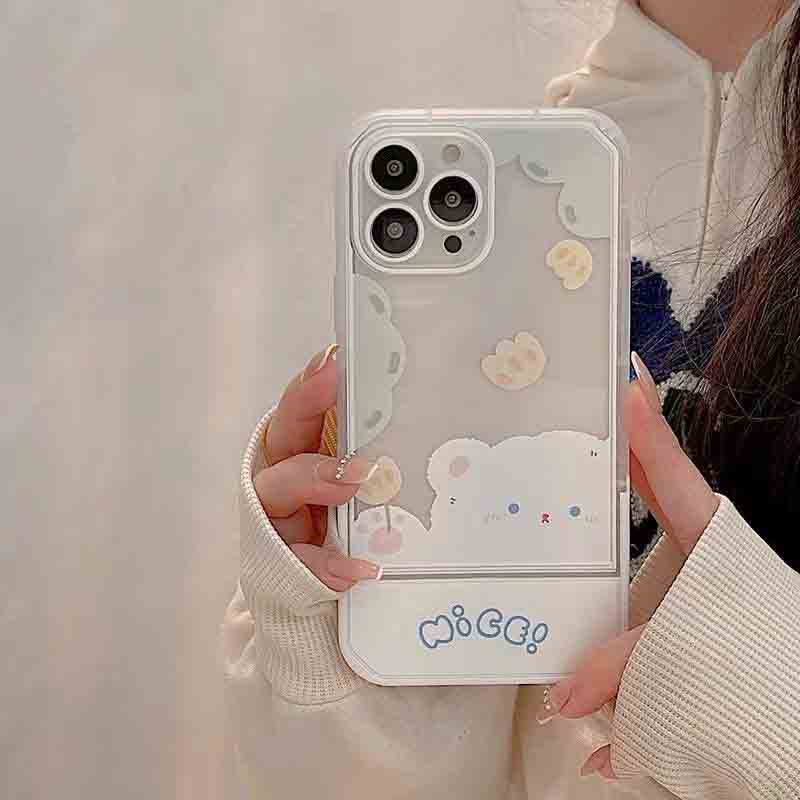 Ốp Điện Thoại Silicon TPU Mềm Trong Suốt Hình Gấu Cho IPhone 13 12 Mini 11 10 Pro XS