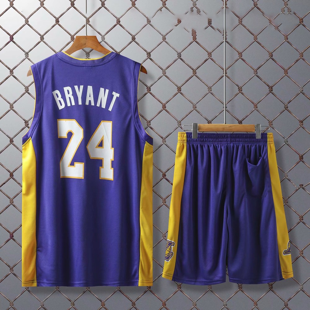 Bộ Đồng Phục Bóng Rổ Cổ Chữ V In Chữ Lakers Kobe Bryant 24 Phong Cách Vintage Cho Nam