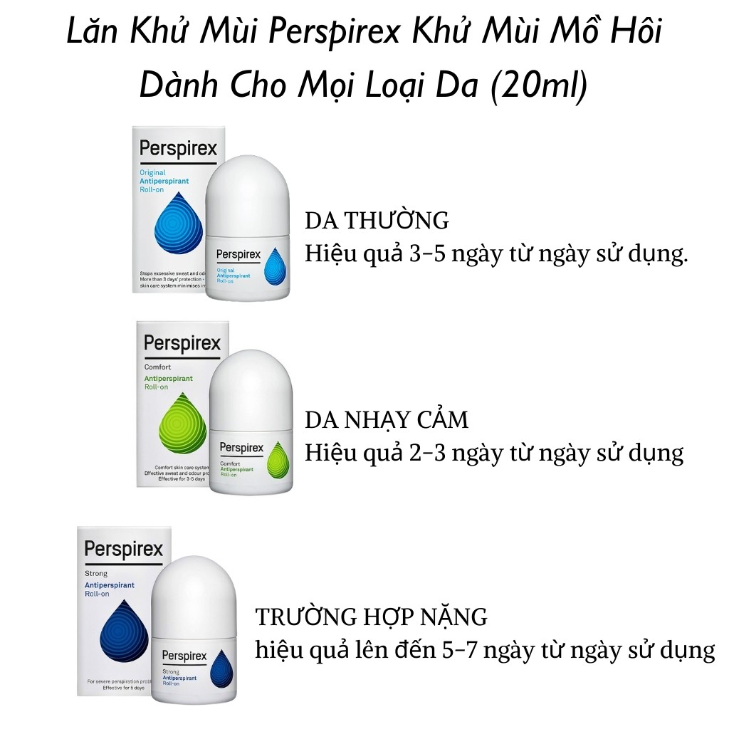 Lăn Khử Mùi PERSPIREX Khử Mùi Hôi Nách Cao Cấp Cho Mọi Loại Da Từ Nặng Tới Nhẹ (20ml)