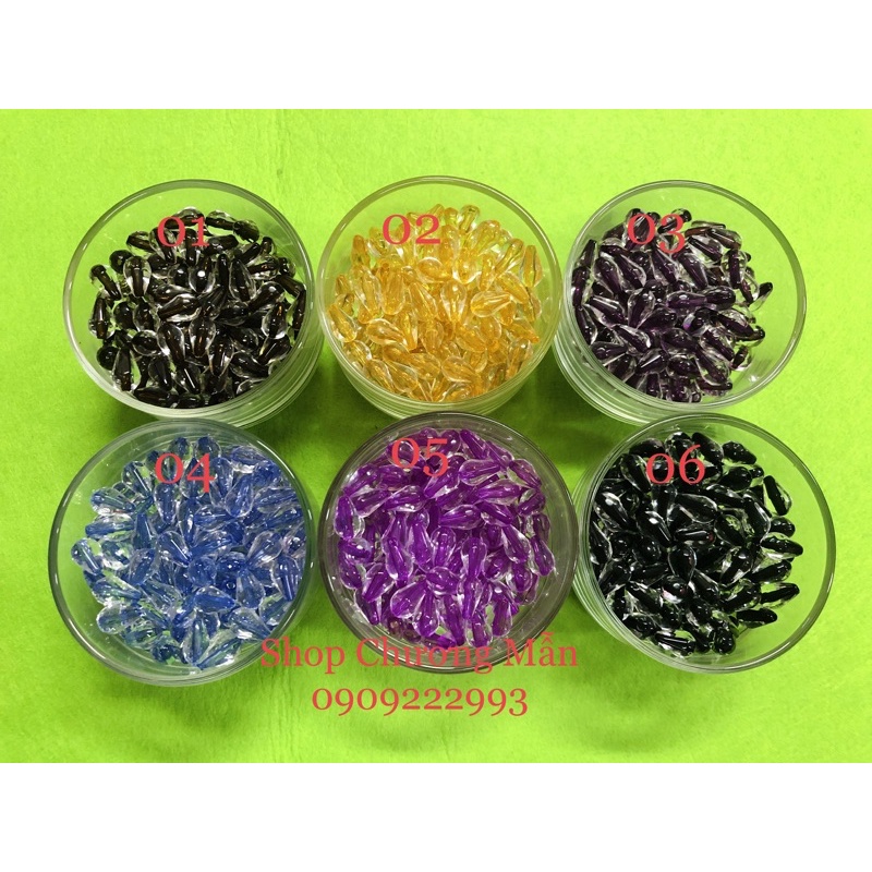 100G Chuỗi Hạt Giọt Wat 12mm (có nhân màu) Giá Sỉ