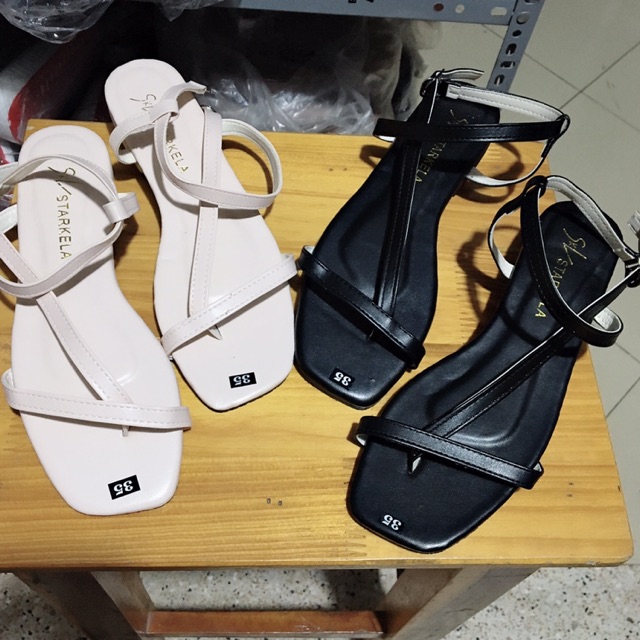  [Rẻ vô địch] Dép sandal nữ đế bệt xỏ ngón da lì đơn giản hót hít