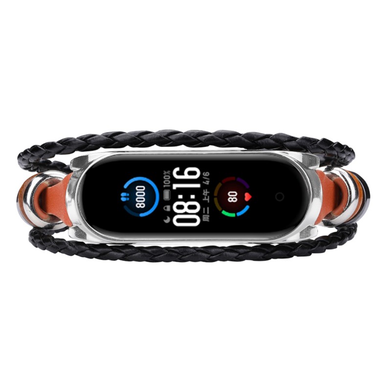 Đồng Hồ Đeo Tay Dây Da Thời Trang Cho Xiaomi Mi Band 5