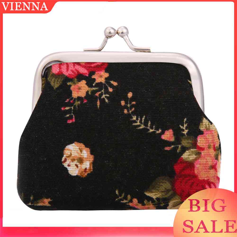 Ví Nữ Vải Canvas In Hoa Phong Cách Vintage Đáng Yêu