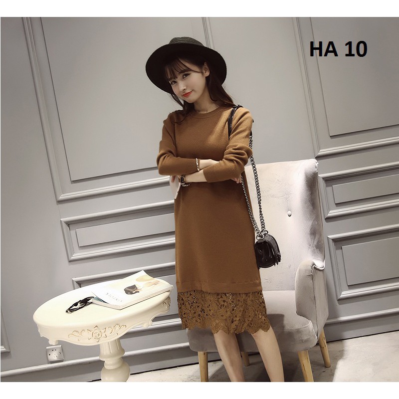 Váy đầm len phối ren đẹp xinh, hàng nhập, chất đẹp | BigBuy360 - bigbuy360.vn