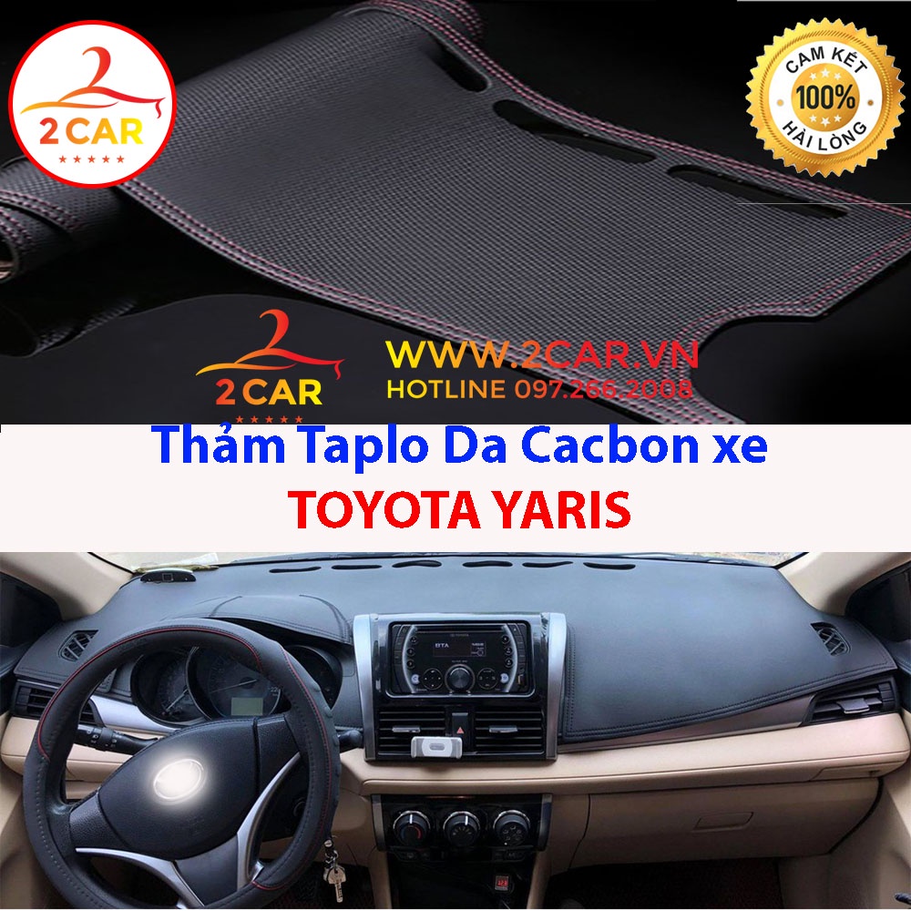 Thảm Taplo Da Cacbon Xe Toyota YARIS 2014-2022, chống nóng tốt, chống trơn trượt, vừa khít theo xe